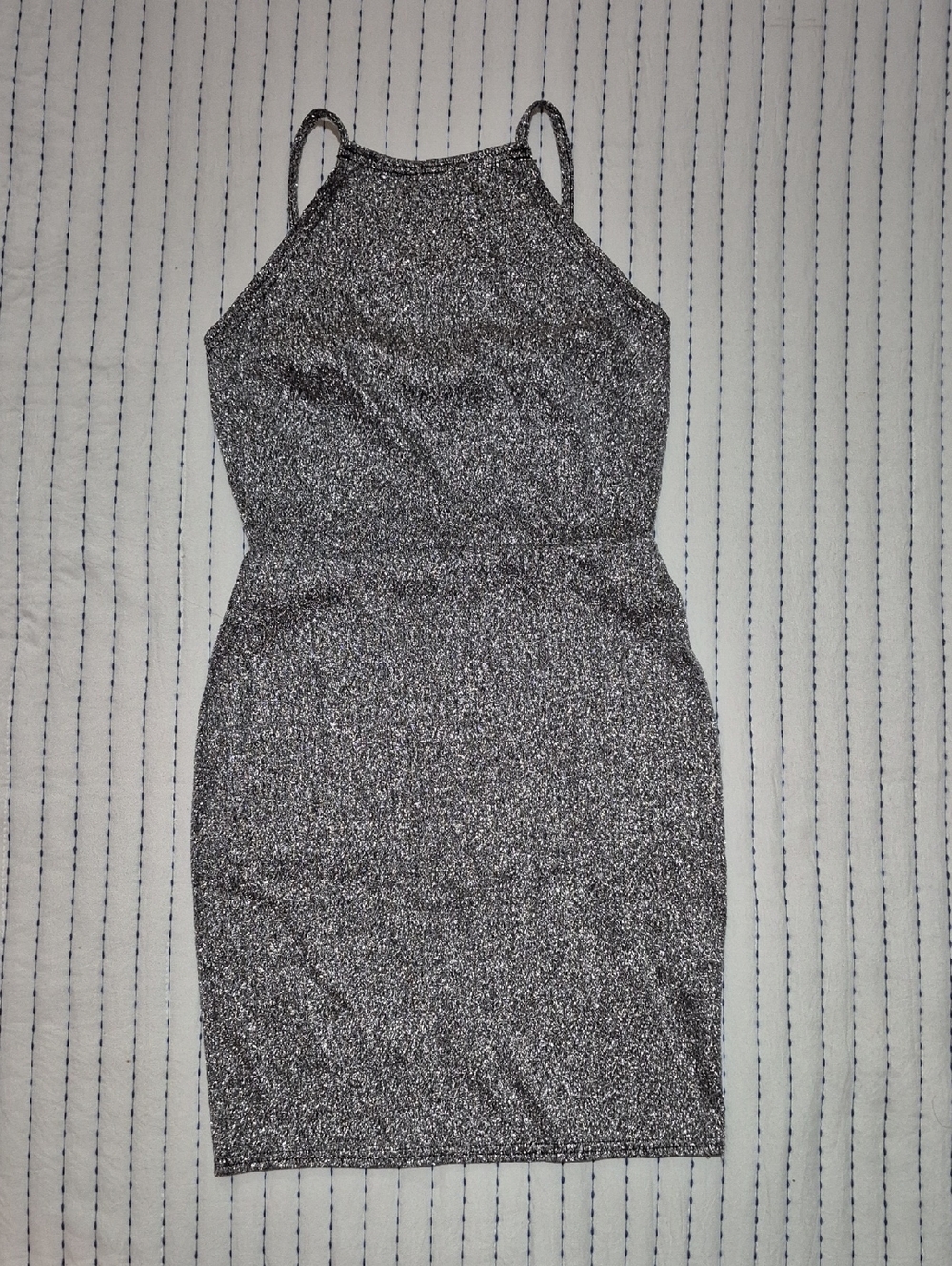 Oh My Love Silver Glitter Metallic Mini Dress